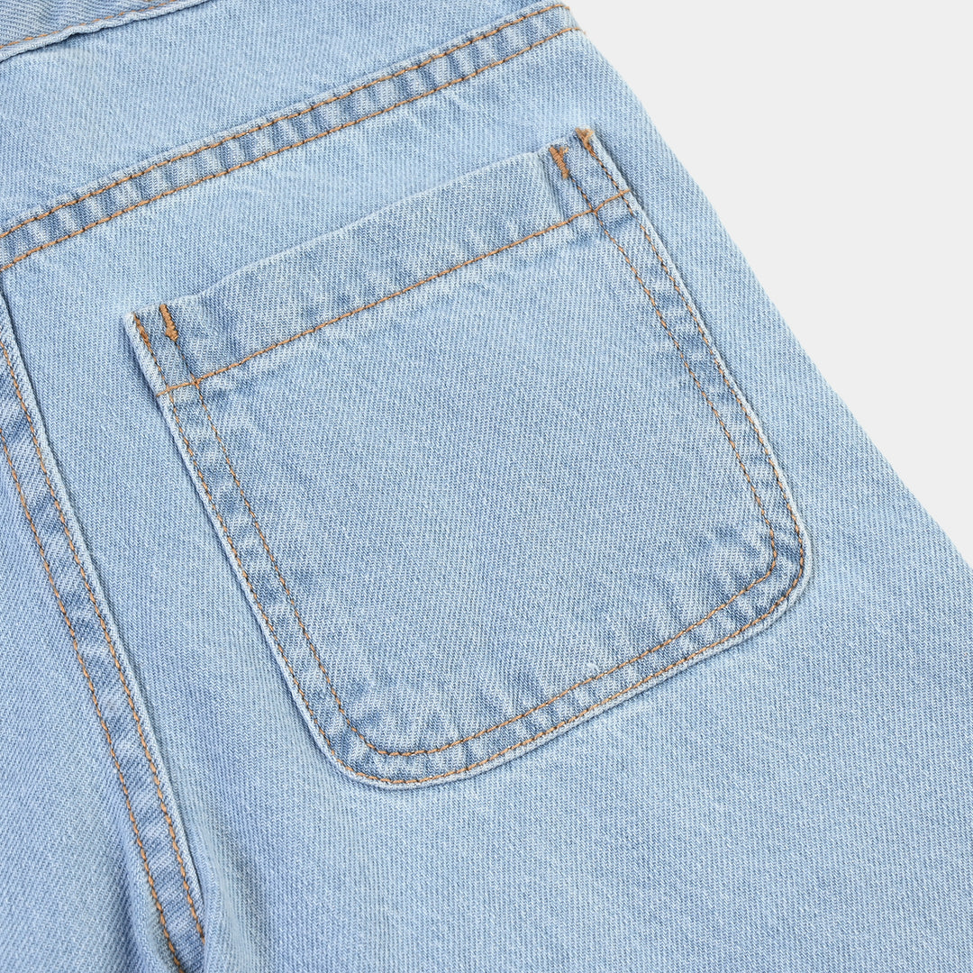 Girls Denim rigid Pant Petals-Blue