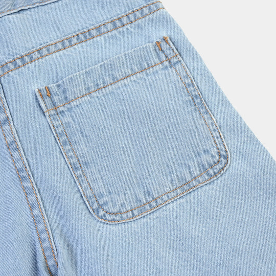 Girls Denim rigid Pant Petals-Blue