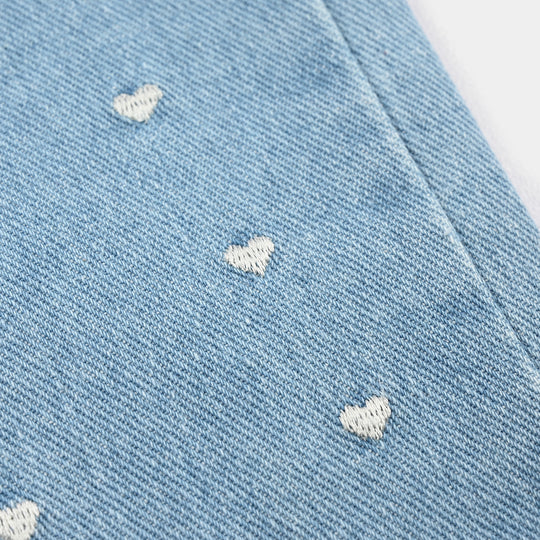 Girls Denim rigid Pant Hearts-Light Blue