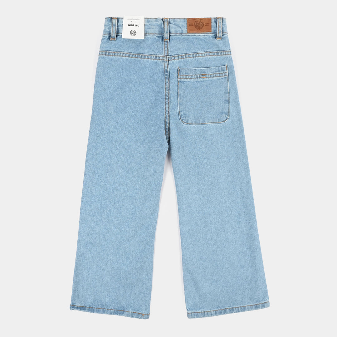 Girls Denim rigid Pant Hearts-Light Blue