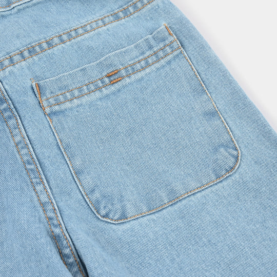 Girls Denim rigid Pant Hearts-Light Blue