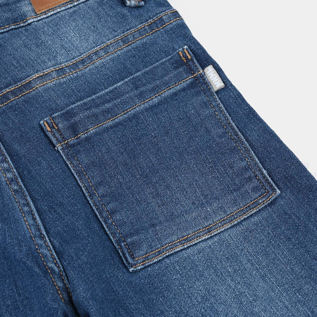 Girls Denim rigid Pant Tawa Studs-D.Blue