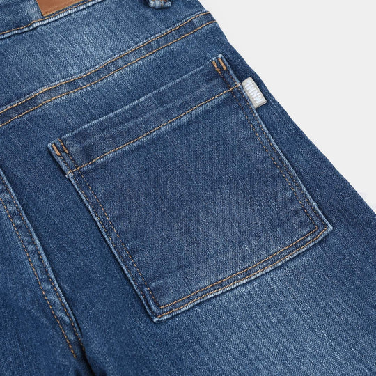 Girls Denim rigid Pant Tawa Studs-D.Blue