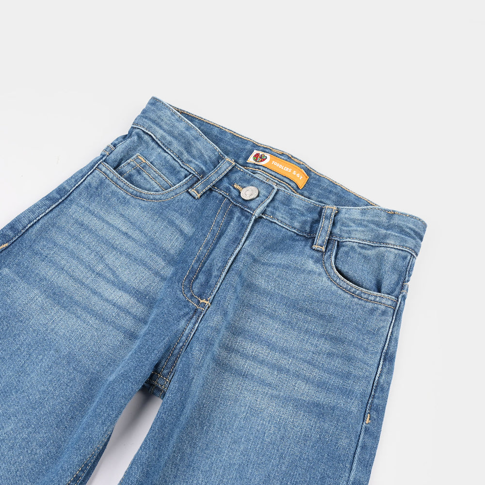 Girls Denim rigid Pant Barrel-Mid Blue