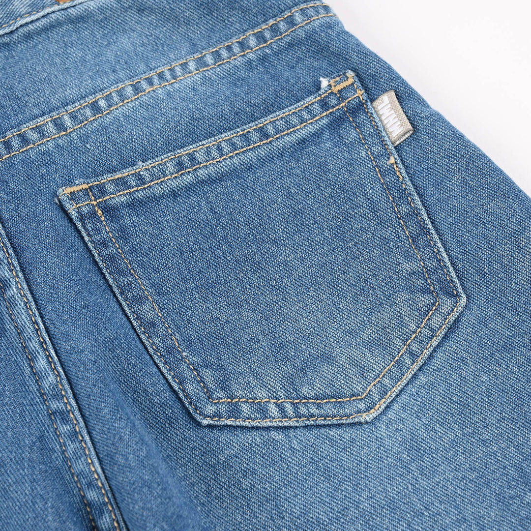 Girls Denim rigid Pant Barrel-Mid Blue