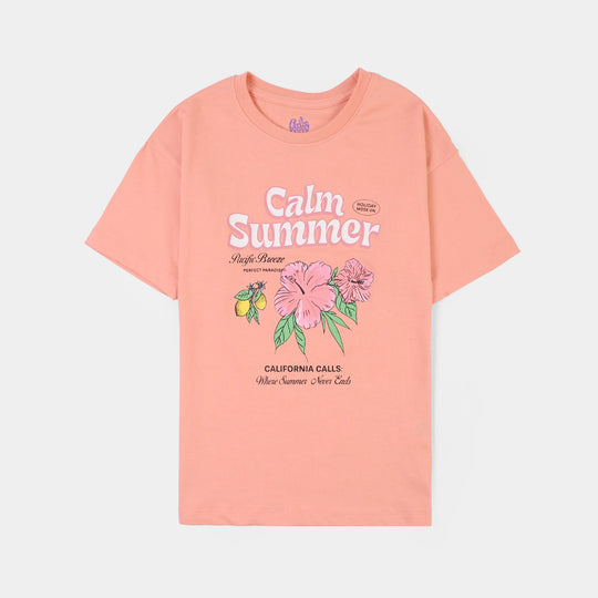 Girls Cotton Jersey T-Shirt Calm Summer