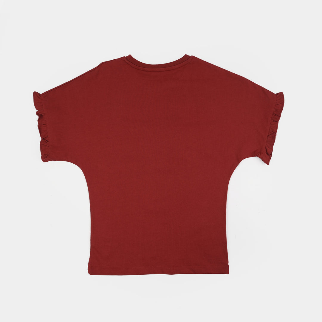 Girls Cotton Jersey T-Shirt Love Star-RED