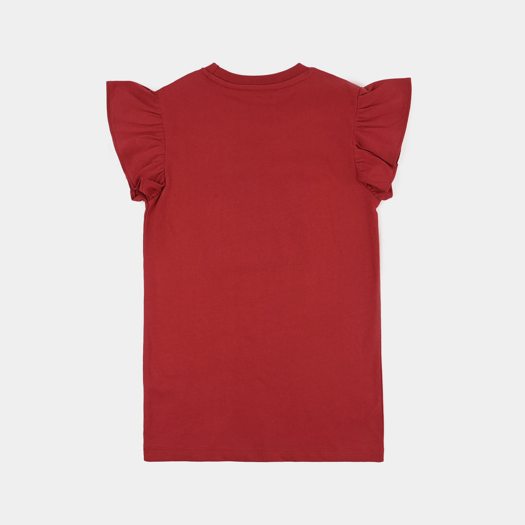Teens Girls Cotton Jersey T-Shirt Believe in yourself-RED