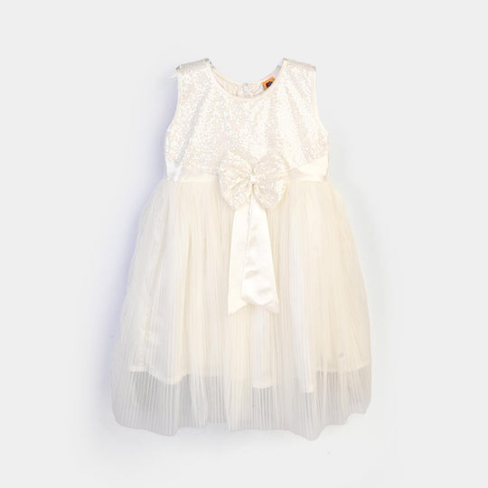 Girls Sequence Fancy Frock Angel-WHITE