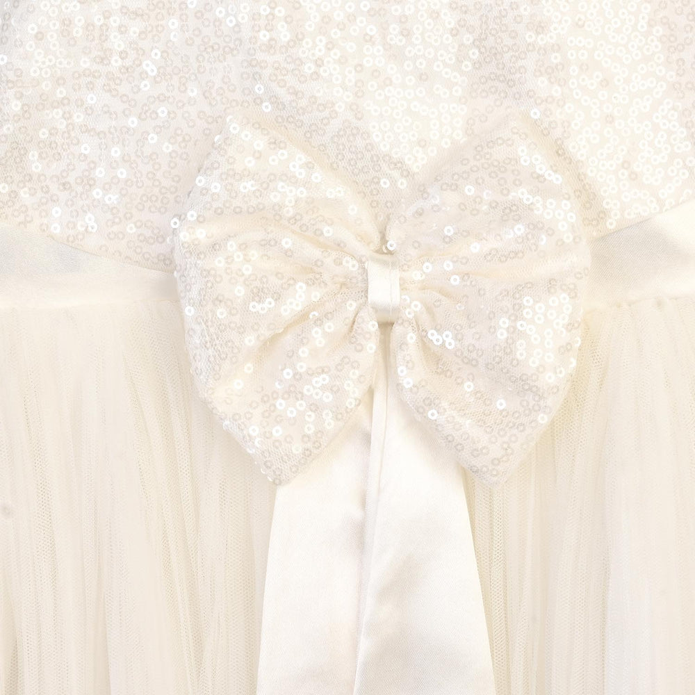 Girls Sequence Fancy Frock Angel-WHITE