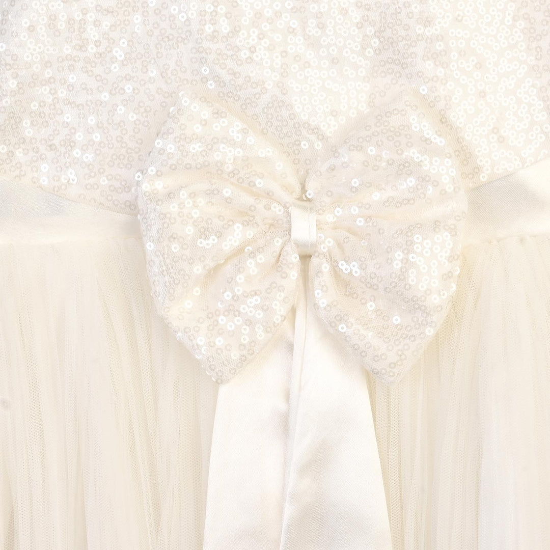 Girls Sequence Fancy Frock Angel-WHITE