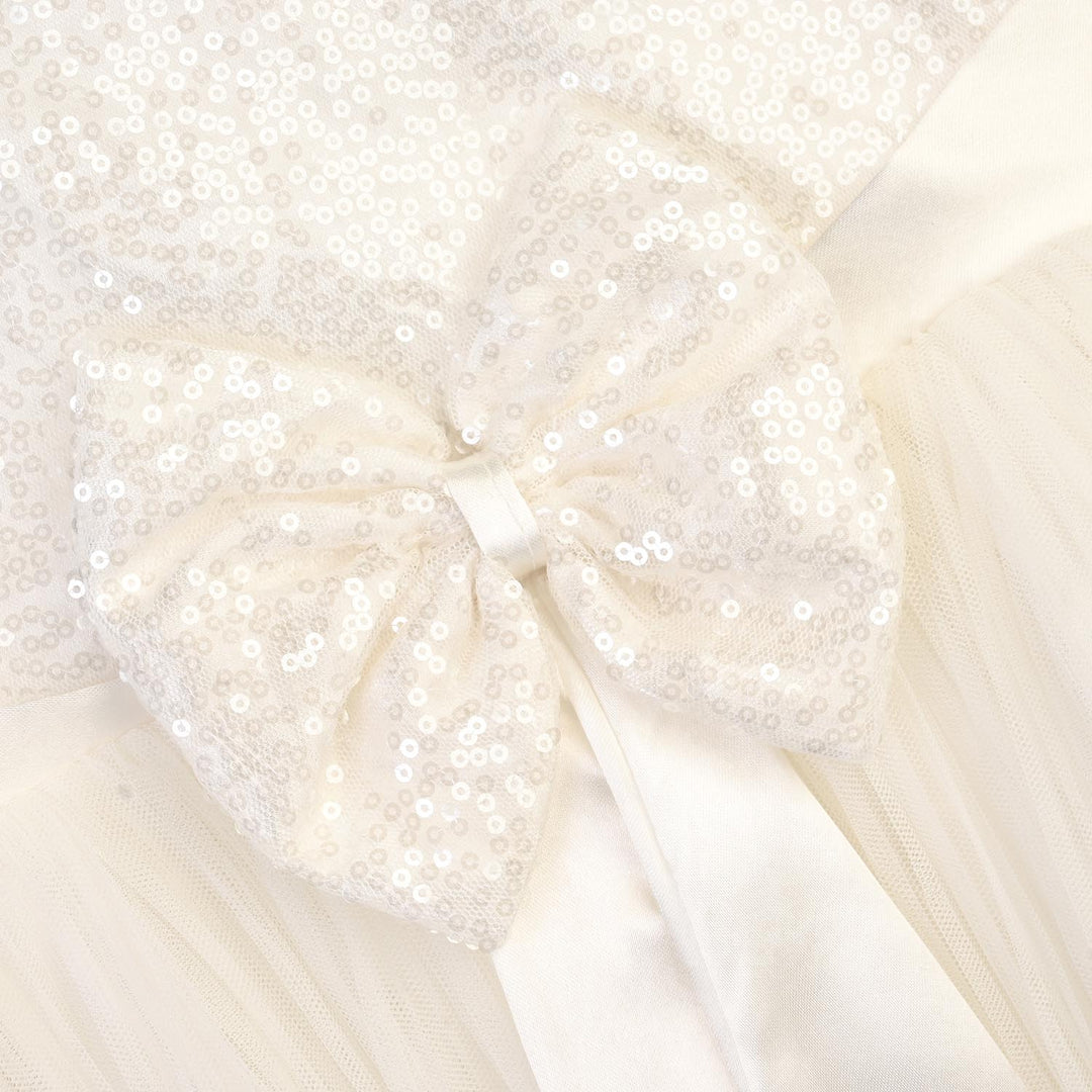 Girls Sequence Fancy Frock Angel-WHITE