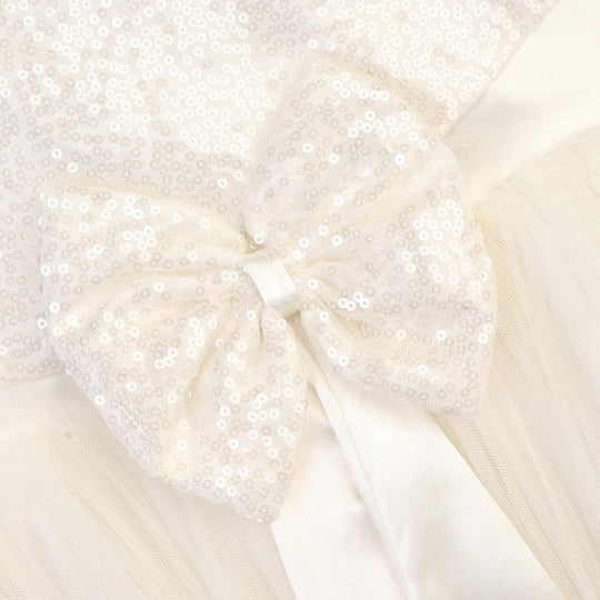 Girls Sequence Fancy Frock Angel-WHITE