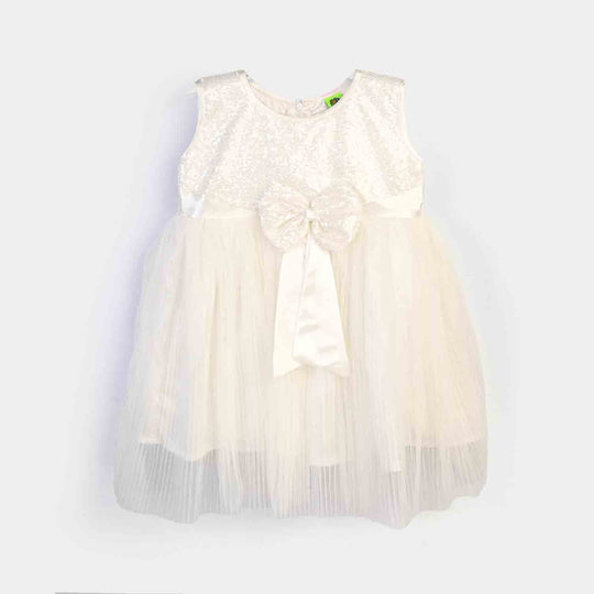 Infant Girls Sequence Fancy Frock Angel-WHITE