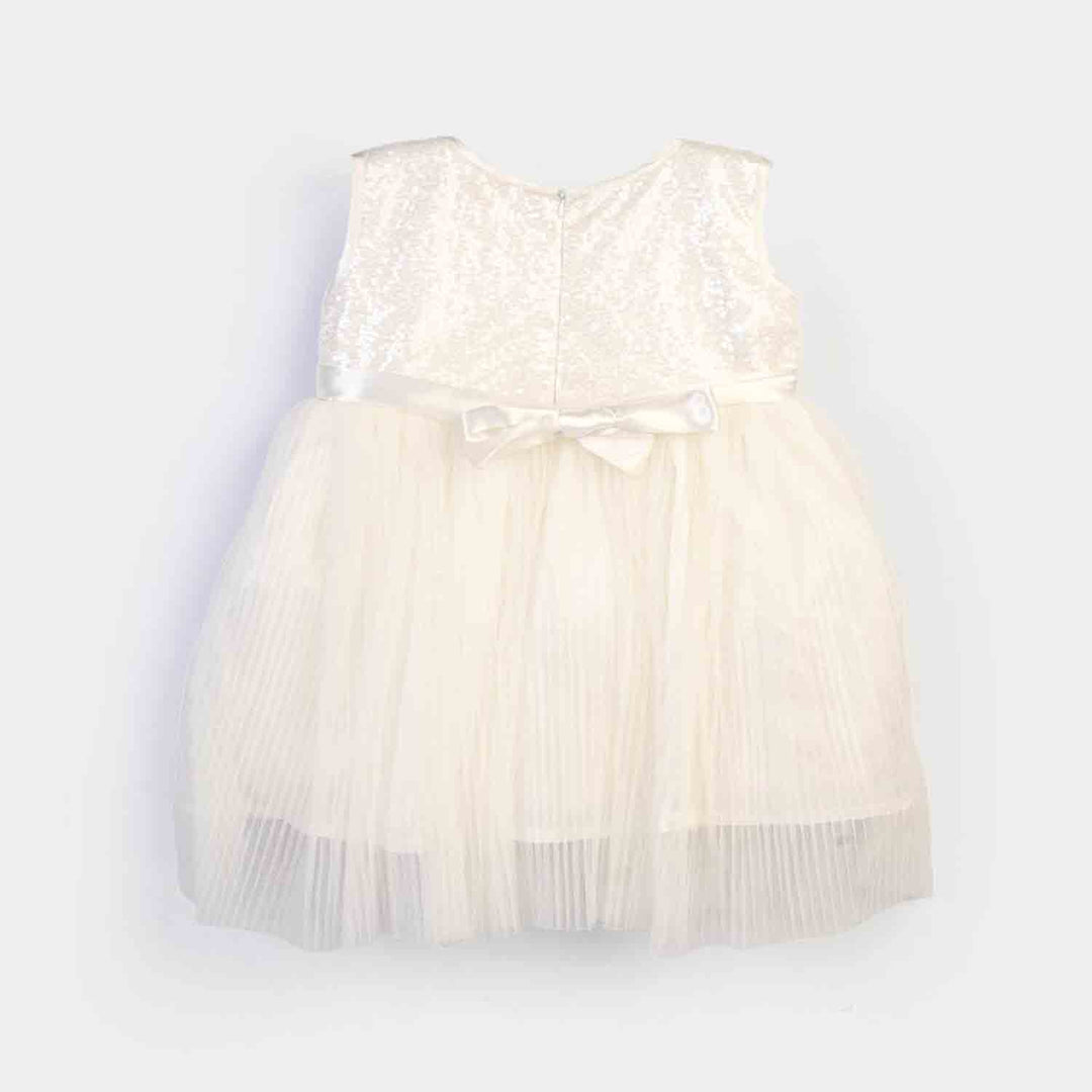 Infant Girls Sequence Fancy Frock Angel-WHITE