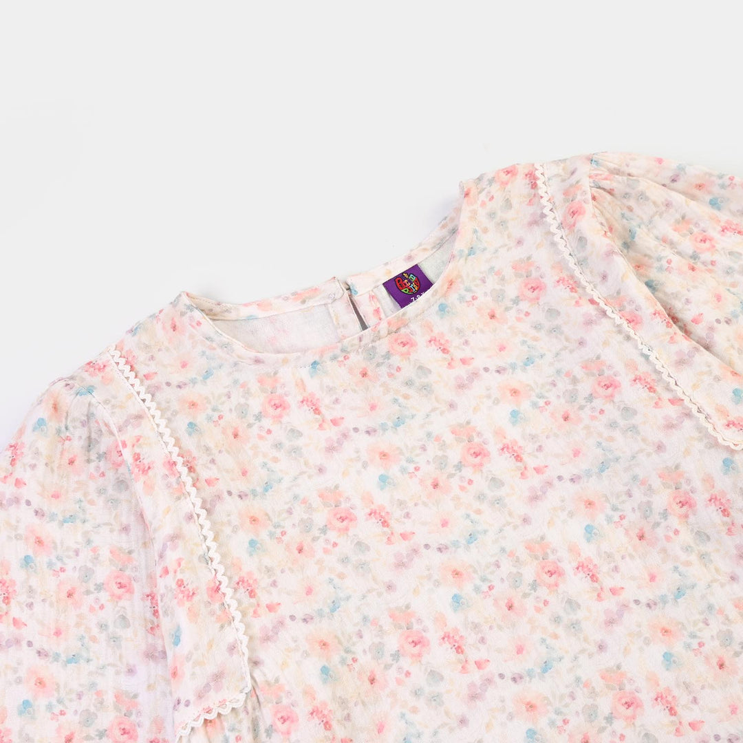 Girls Gauze Causal Top Flora-Multi