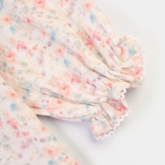 Girls Gauze Causal Top Flora-Multi