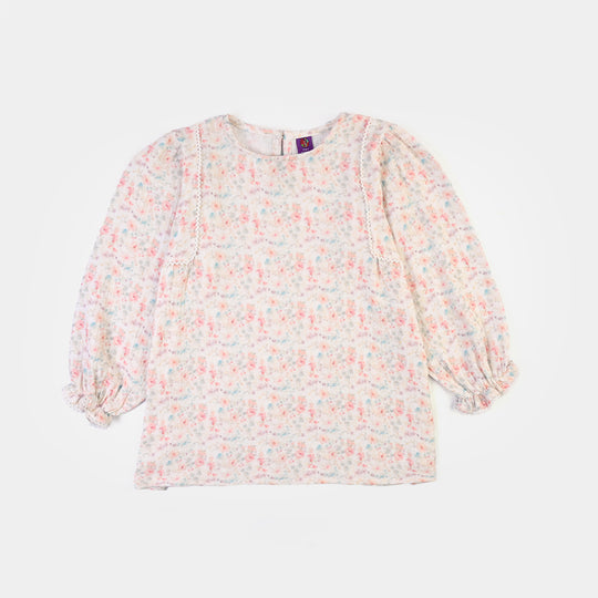 Girls Gauze Causal Top Flora-Multi