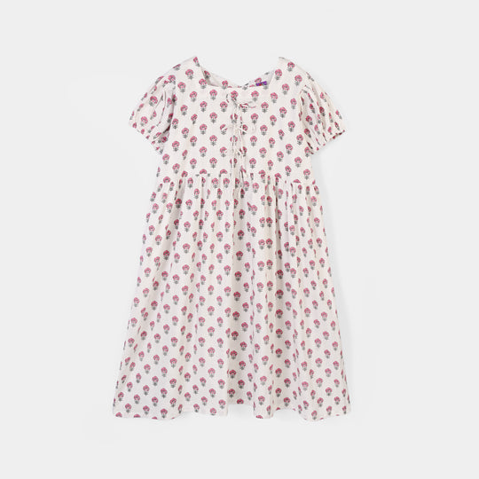 Girls Cotton Printed Frock Paradise-Multi