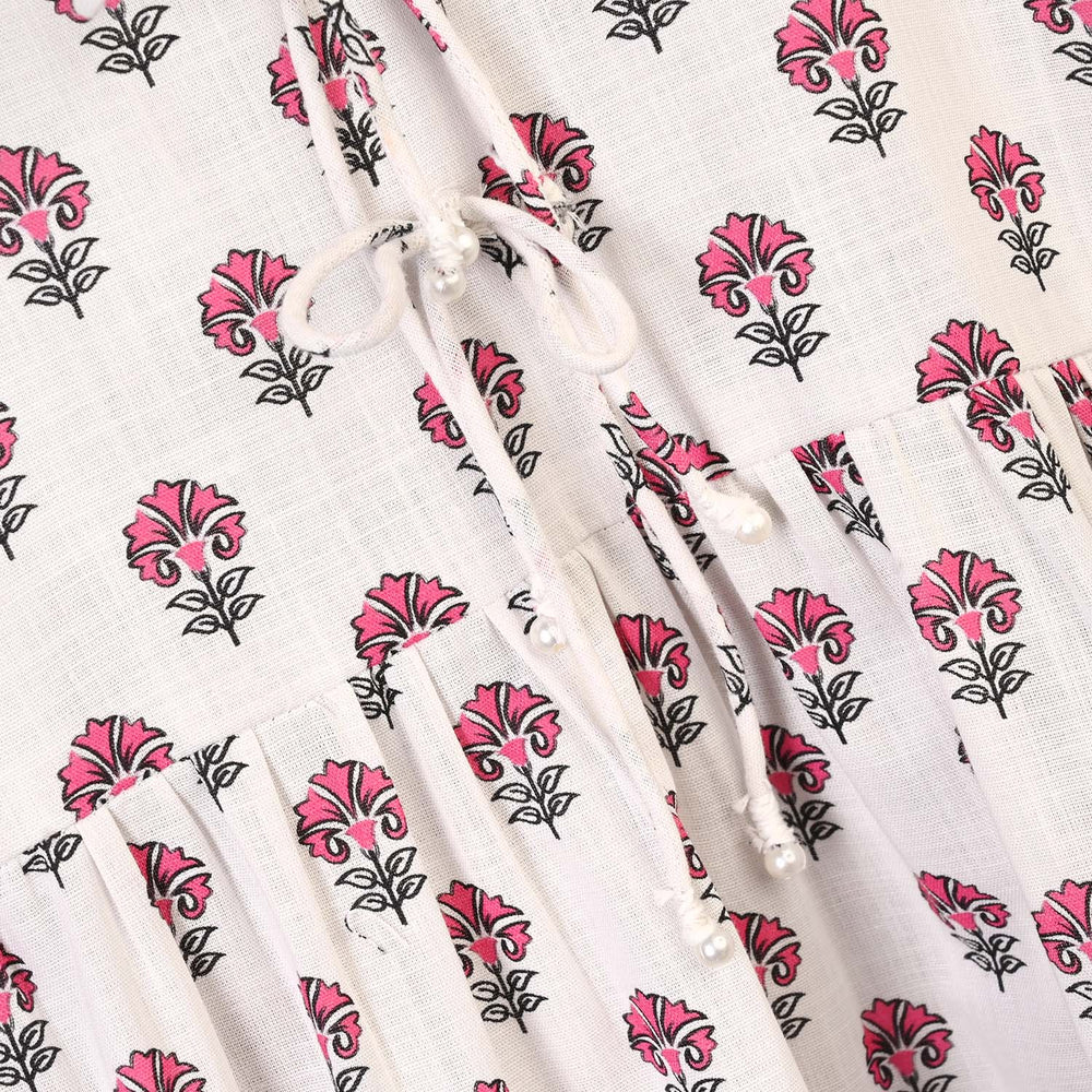 Girls Cotton Printed Frock Paradise-Multi