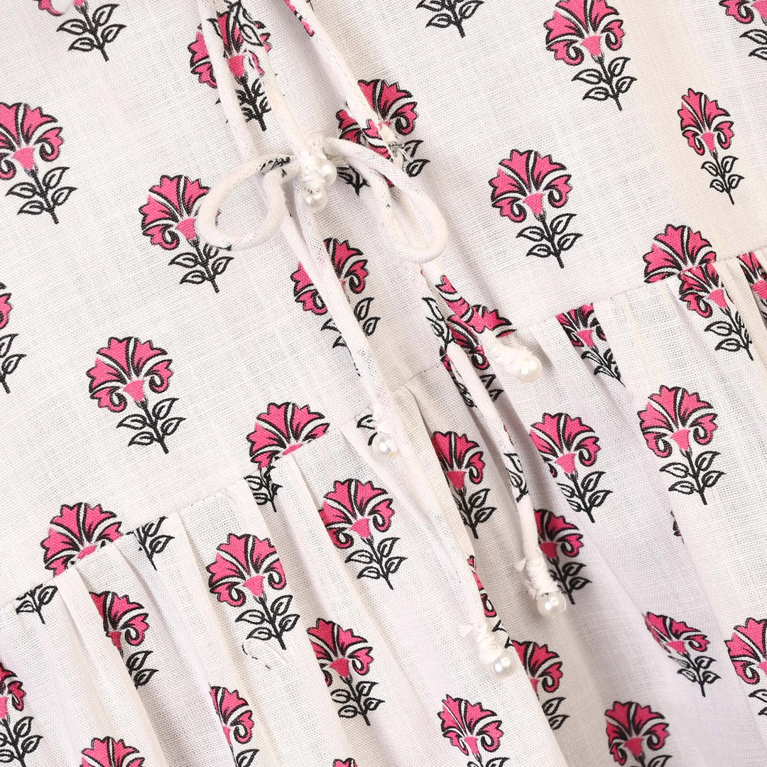 Girls Cotton Printed Frock Paradise-Multi