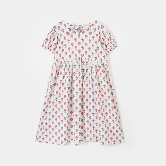 Girls Cotton Printed Frock Paradise-Multi