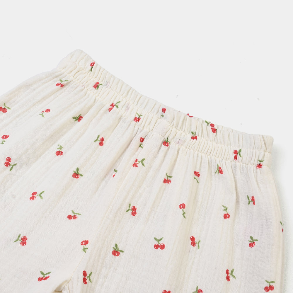 Girls Poly Crinkle Causal Short Pery-White