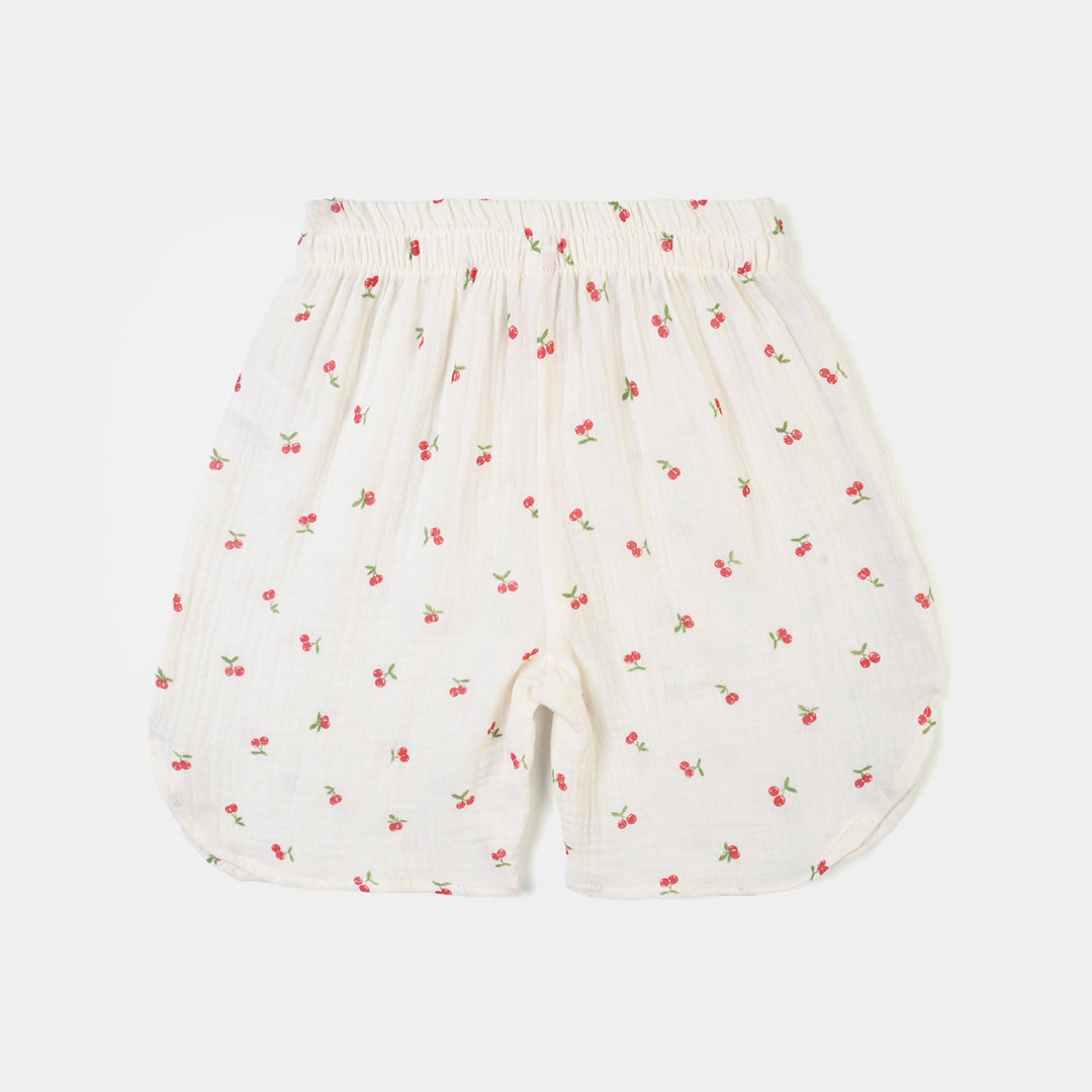 Girls Poly Crinkle Causal Short Pery-White