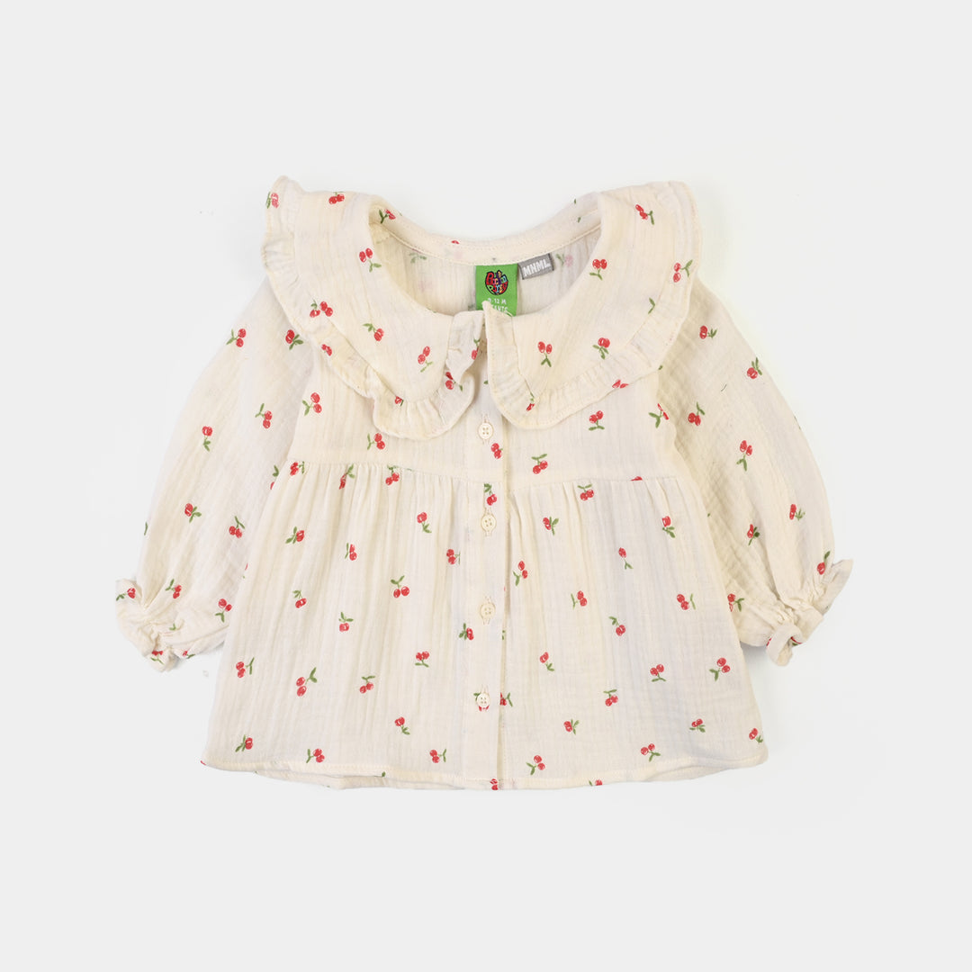 Infant Girls Poly Crinkle Causal Top Cherry