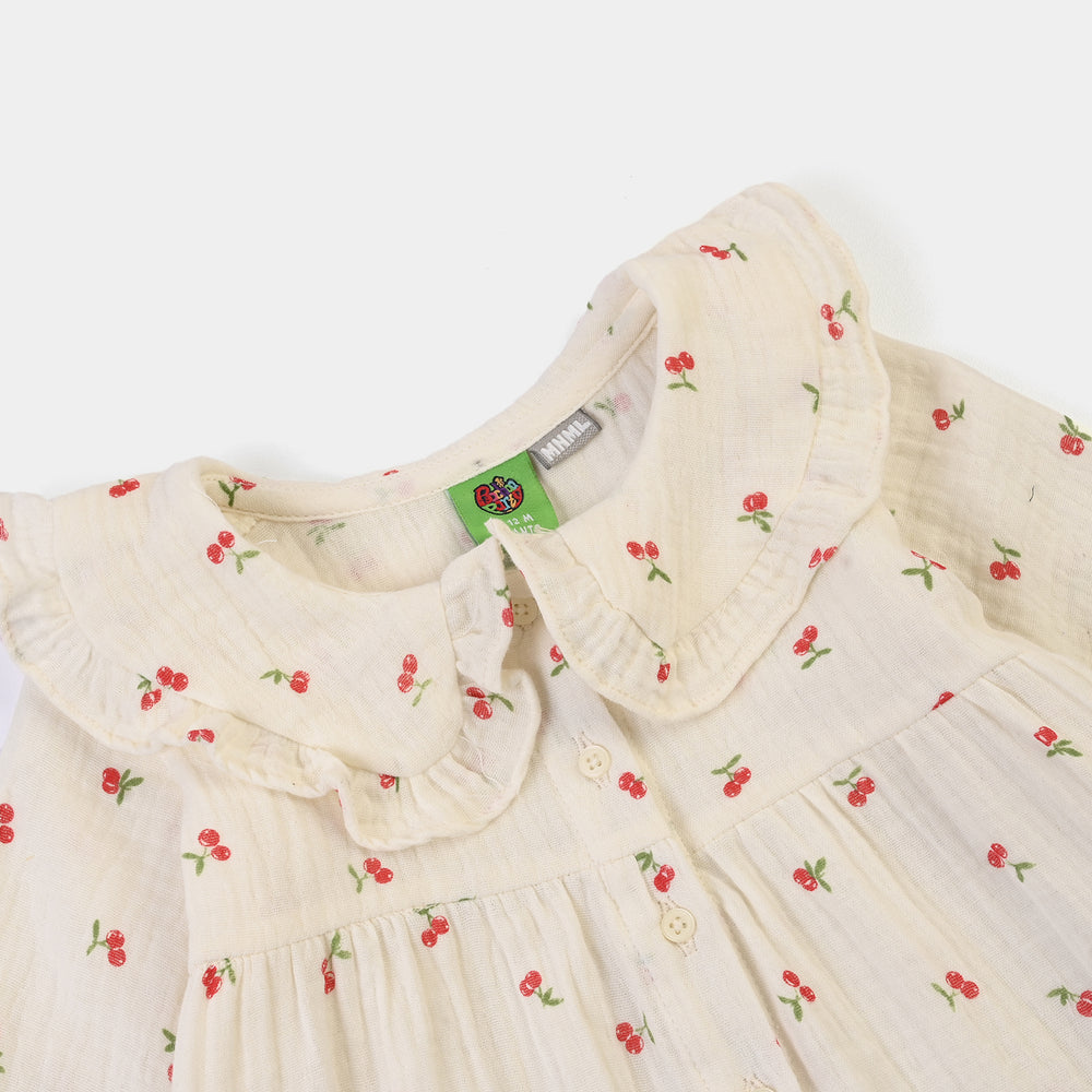 Infant Girls Poly Crinkle Causal Top Cherry