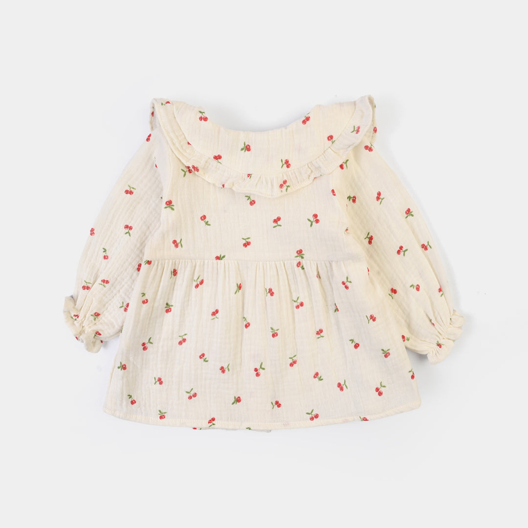 Infant Girls Poly Crinkle Causal Top Cherry
