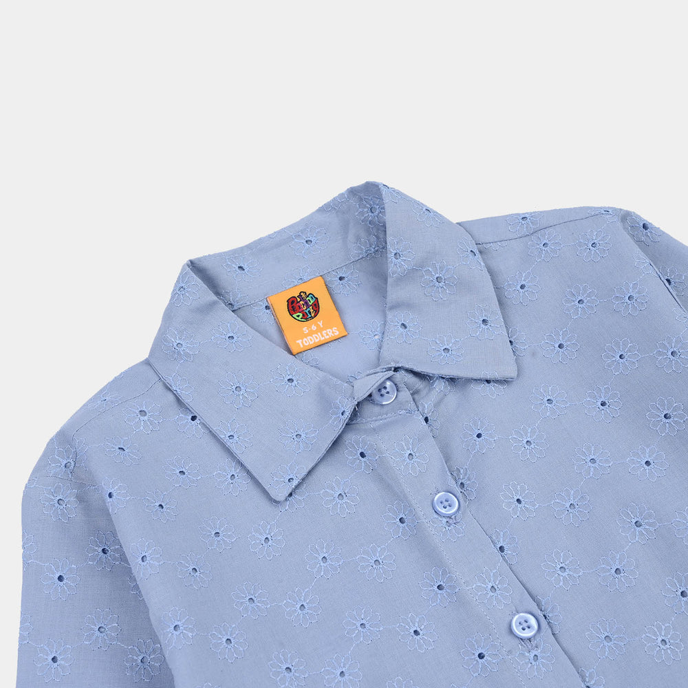 Girls Chicken Kari Emb Top Funky-Blue