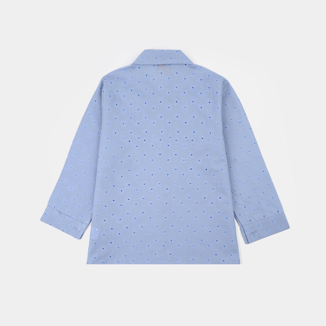 Girls Chicken Kari Emb Top Funky-Blue