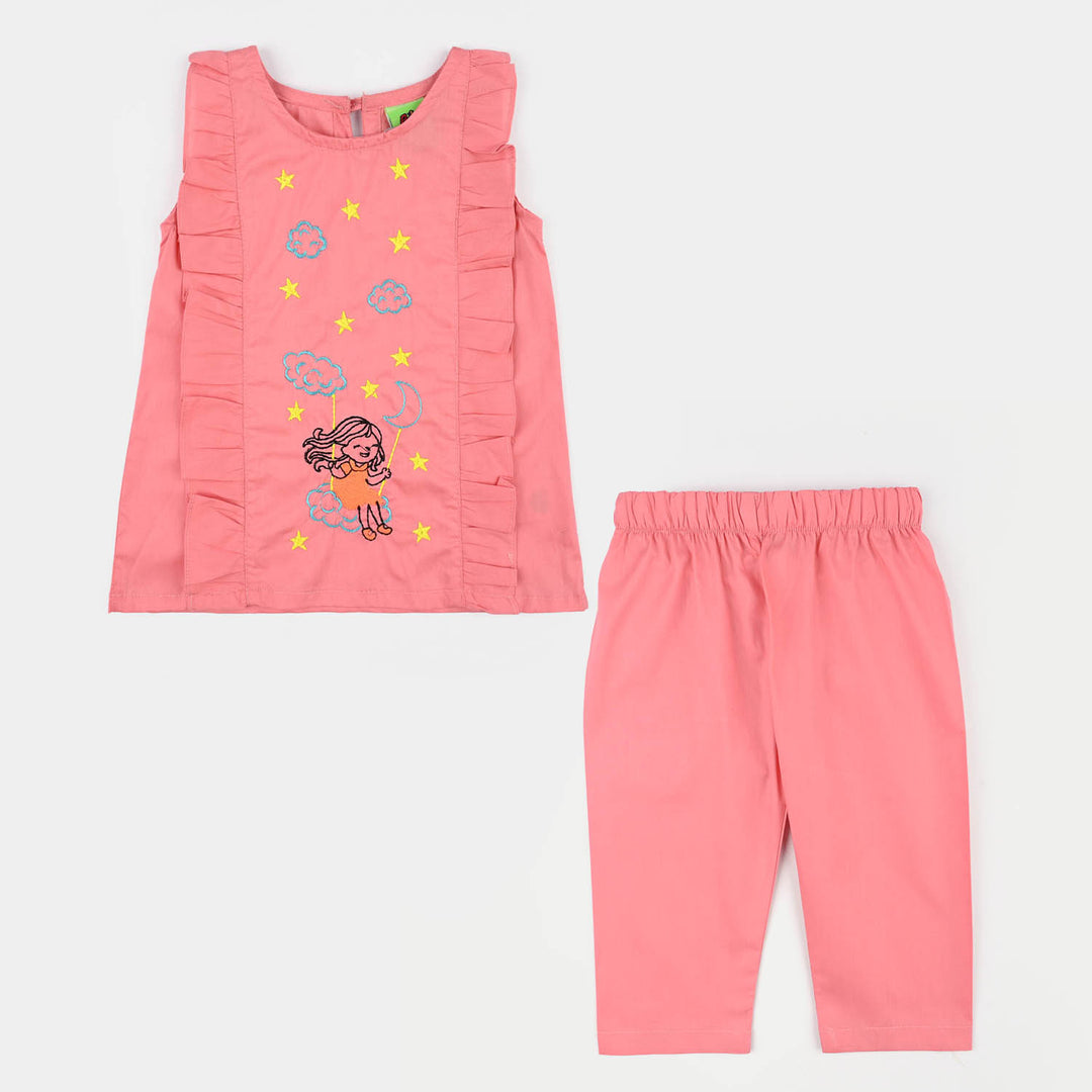 Infant Girls Cotton Poplin Emb 2Pcs Little Twinkle-Pink