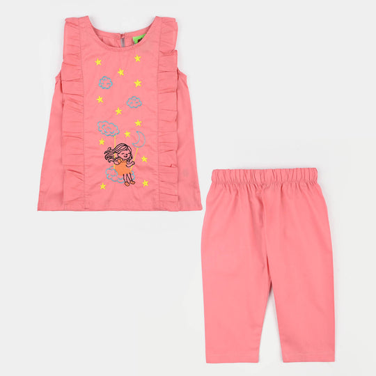 Infant Girls Cotton Poplin Emb 2Pcs Little Twinkle-Pink