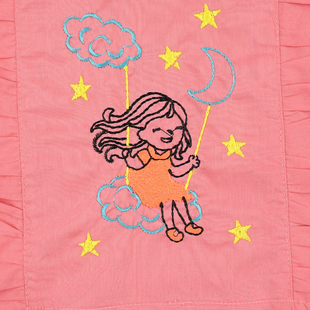 Infant Girls Cotton Poplin Emb 2Pcs Little Twinkle-Pink