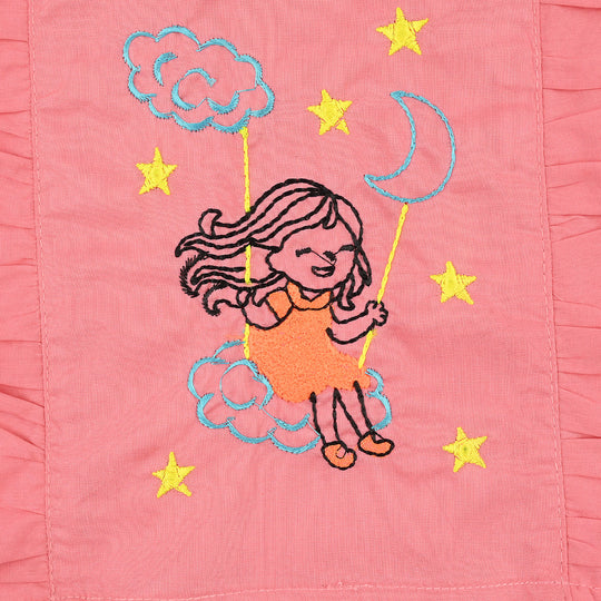 Infant Girls Cotton Poplin Emb 2Pcs Little Twinkle-Pink