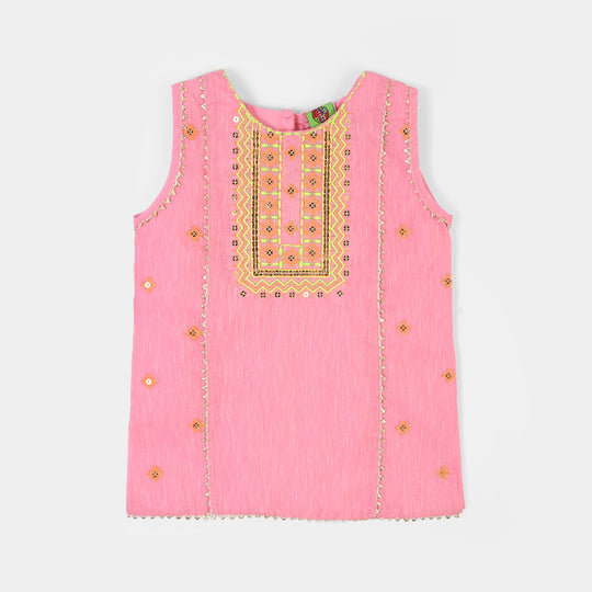 Infant Girls Poly Cotton 2Pcs Roshni-PINK