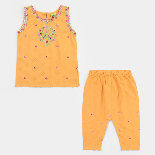 Infant Girls Jacquard 2Pcs Khush-Mustard