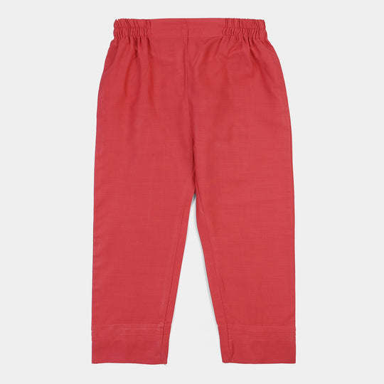 Girls Cotton Emb 2Pcs Zimal-RED