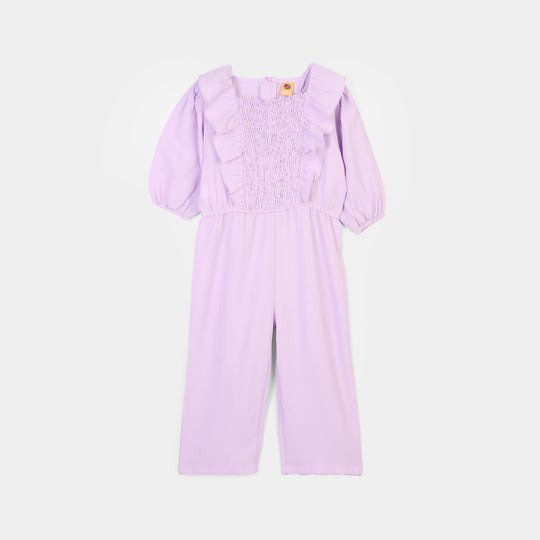 Girls Cotton Jumpsuit Pearls-Lilac