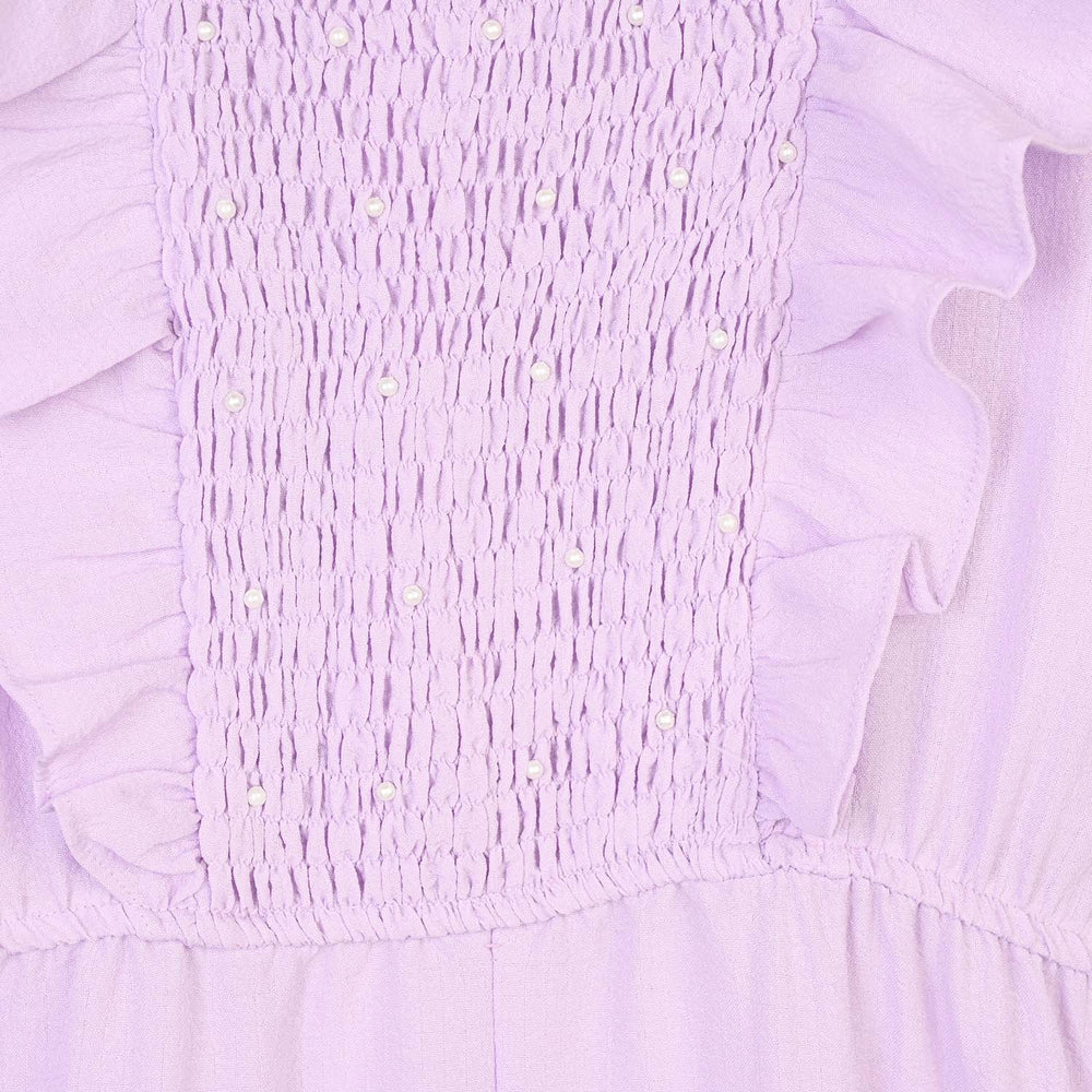 Girls Cotton Jumpsuit Pearls-Lilac