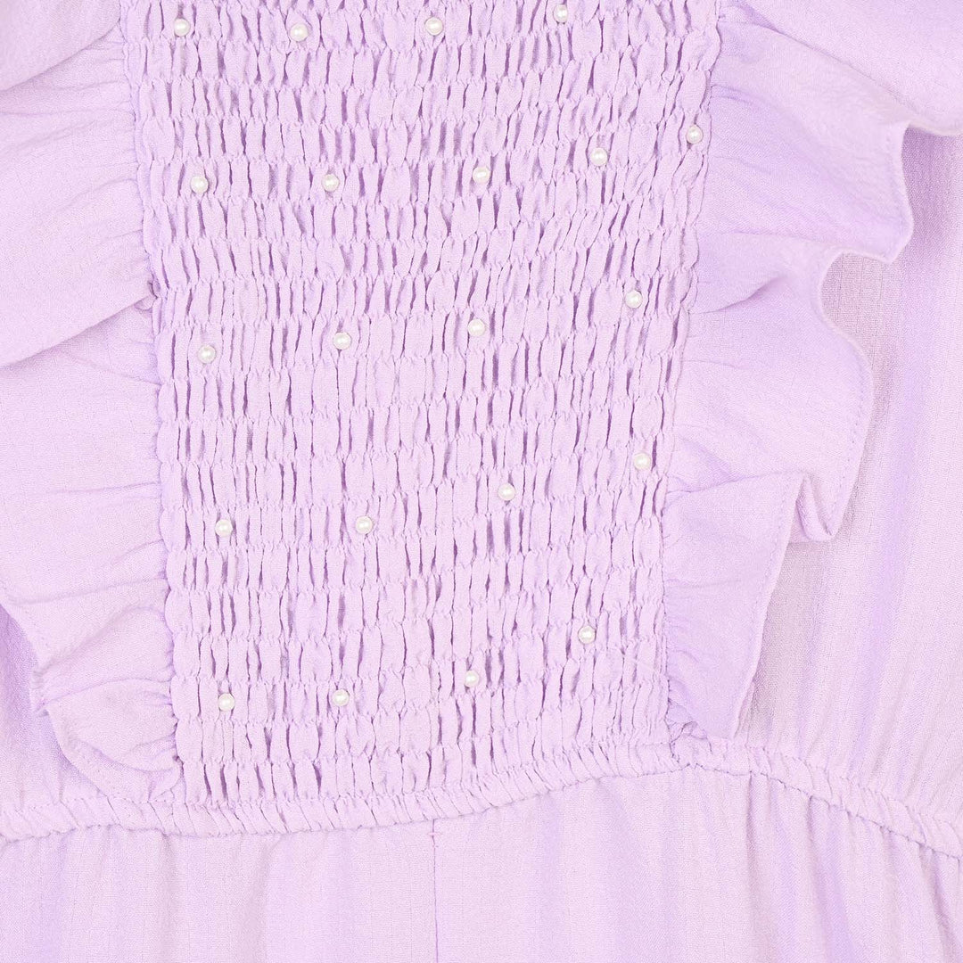 Girls Cotton Jumpsuit Pearls-Lilac