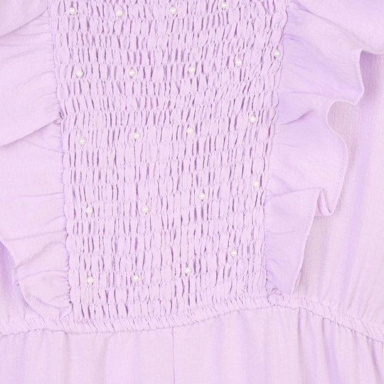 Girls Cotton Jumpsuit Pearls-Lilac