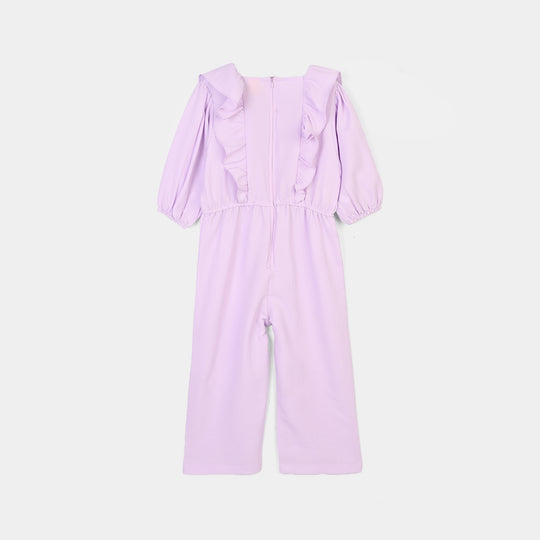 Girls Cotton Jumpsuit Pearls-Lilac