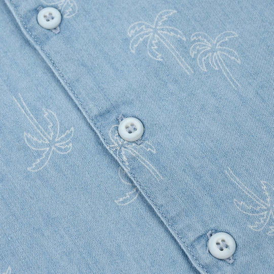 Boys Tensile Denim (Light Denim) Woven Suit-Palm Trees-Blue