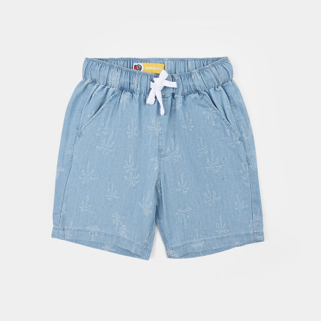 Boys Tensile Denim (Light Denim) Woven Suit-Palm Trees-Blue