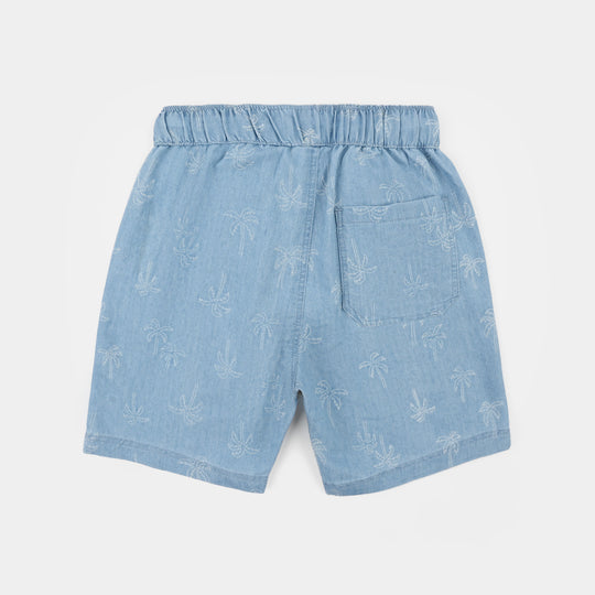 Boys Tensile Denim (Light Denim) Woven Suit-Palm Trees-Blue