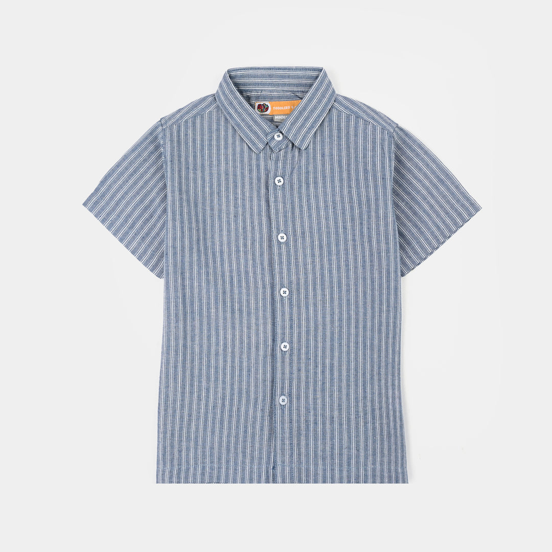 Boys Yarn Dyed Woven Suit-Deep In Thought-Blue