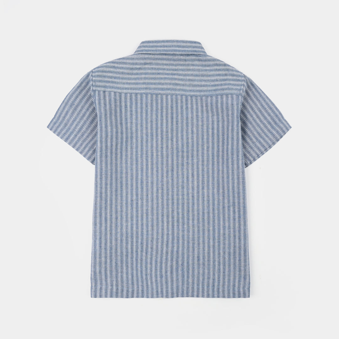 Boys Yarn Dyed Woven Suit-Deep In Thought-Blue